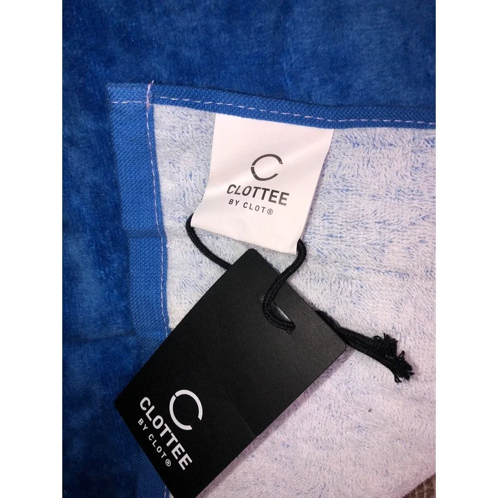 Clottee By Clot Sport Towel Set Of 2 Gym Fitness Yoga Blue White 33x14